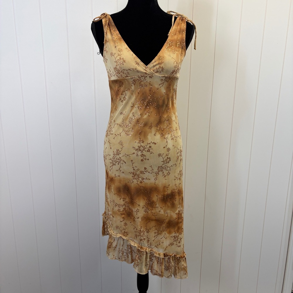 Vintage Y2K Fairy Grunge Glitter Asymmetrical Dress Womens Size M Goblincore